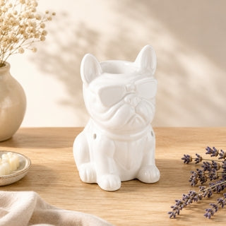 Brûle parfum bulldog blanc
