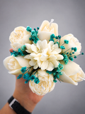 Bouquet floral en cire parfumée – Contenant Jesmonite - Linge Frais