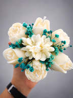 Bouquet floral en cire parfumée – Contenant Jesmonite - Linge Frais