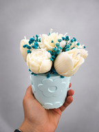 Bouquet floral en cire parfumée – Contenant Jesmonite - Linge Frais