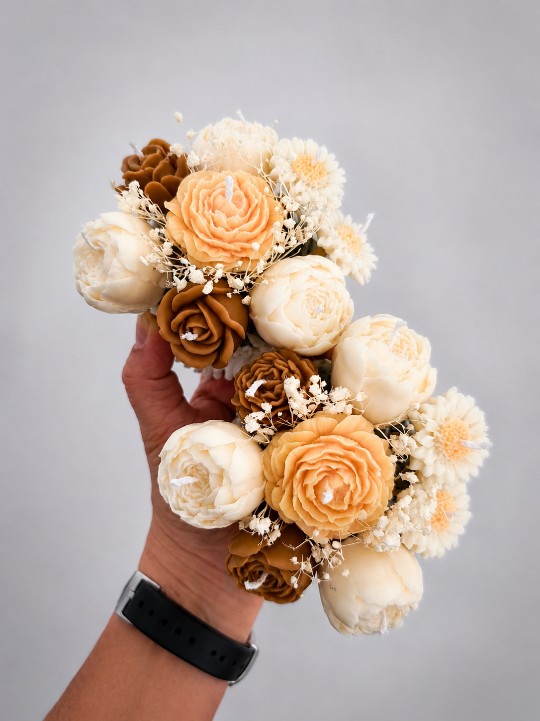 Bouquet floral en cire parfumée – contenant Jesmonite- Musc